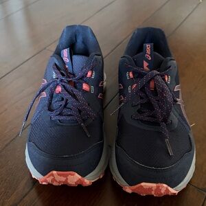 Asics Dark Blue and Coral Athletic Shoes